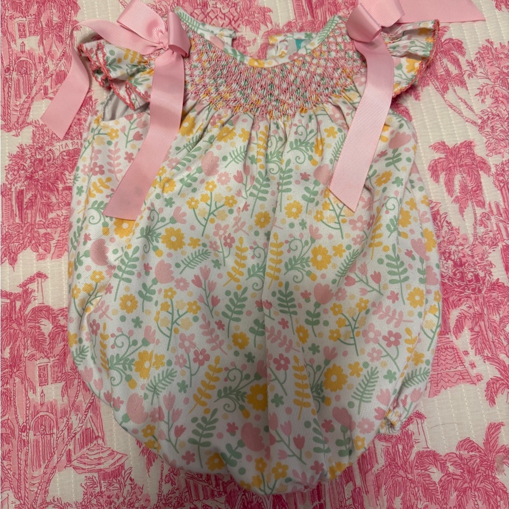 Floral Baby Romper with Pink Accents